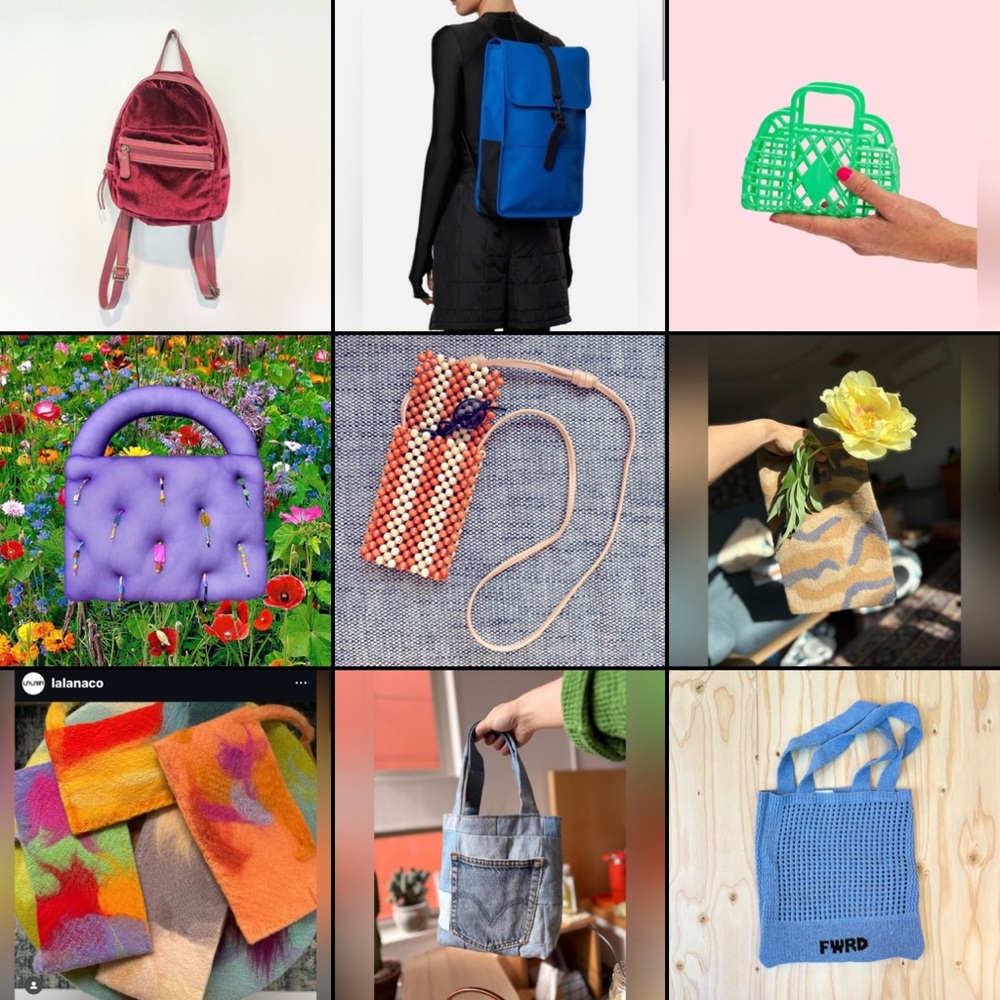 mini bags collection ooak puffy, beaded, felt,denim, patchwork, retro handbags